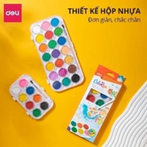 Bộ màu nước dạng nén Deli - 21 màu - màu tươi mịn dễ hoà tan