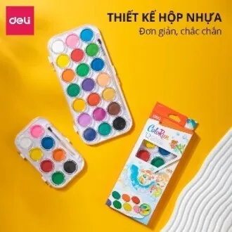Bộ màu nước dạng nén Deli - 21 màu - màu tươi mịn dễ hoà tan