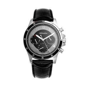 ADRIATICA Swiss Made Multifunction Day-Date Watches Black Gray Details Mens Leather Strap Watch 45mm A8291.Y226QF