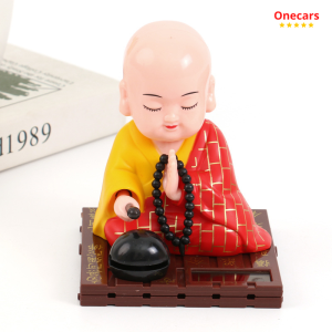 Tượng Phật Gõ Mõ Gật Đầu – Năng Lượng Mặt Trời Trang Trí xe hơi ô tô Bàn Làm Việc Phong Thủy Tốt