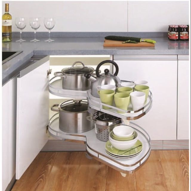 Kitchen 2 Tier Corner Dish Rack Basket With Soft Closing Slide