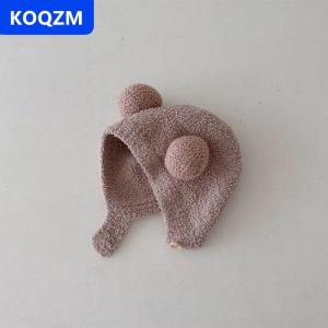 [COD] KOQZM Dễ Thương Bé Mũ Mùa Đông Ấm Áp Trẻ Sơ Sinh Beanie Cap Với Bóng Trẻ Em Cô Gái Chàng Trai Trẻ Em Ấm Áp Len Tai Bảo Vệ Áo Thun Mũ