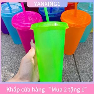 [COD] YANXING1 Cốc rơm uống cốc rơm với nắp nhựa Tumbler Matte Coffe chai cup cấp thực phẩm PP nhựa với rơm