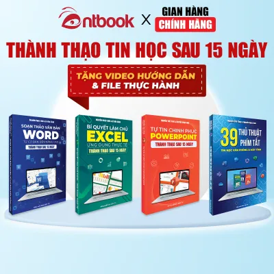 Bộ 4 Cuốn Sách Word - Excel - Powerpoint - 39 Thủ Thuật Phím Tắt Tặng Video Hướng Dẫn File Thực Hành Khoá Học