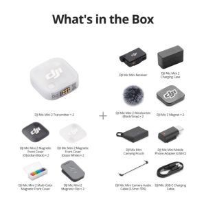 DJI Mic mini 2 (2 TX + 1 RX + Charging Case) Wireless Microphone Ultralight Detail-Rich Audio 48h Use Noise Cancelling