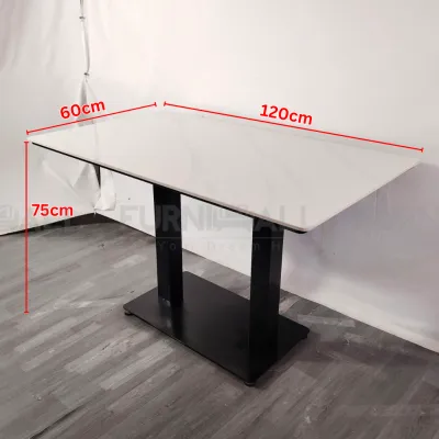 Furnimall Dining Table Sintered Stone Glossy Top Modern Cafe Table Restaurant Meja Makan Luxury