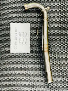 Cổ pô inox 304 - Hàn titan 3 khúc size 28-32mm cho Wave A110 S110 Wave Blade RSX Heng Thailand.