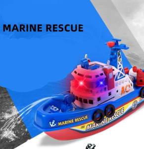 Car Toys 1pcs Rc Boats Remote Control Ship Toys High Speed Music Light Electric Marine Rescue Fire Fighting Boat Non-remote Toy Kids Xmas Gift