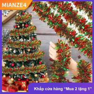 [COD] MIANZE4 1PC 5m giáng sinh tinsel Vòng hoa kim loại sáng bóng Vòng hoa với đèn LED Cây giáng sinh vòng hoa dày treo thích hợp cho trang trí nội thất