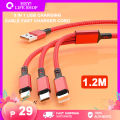 【3 In 1】Fast Charger Cable Charge Cord Nylon USB Charging Wire for Samsung Xiaomi Huawei Iphone Etc. 