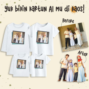 Custom Baju Foto Kartun AI Anak Dewasa Lengan Panjang Pendek