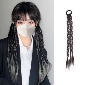 MELEDE Wig Kepang Manis dan Keren - Wig Ekor Kuda dengan Warna Cantik dan Trendi untuk Wanita Kepang Tinju Untuk Wanita Dengan Rambut Panjang Ekor Kuda Tinggi Gadis Manis Dan Keren Kepang Kotor Kepang Panjang Sorotan Wig Kepang Warna-warni Boxing Braid