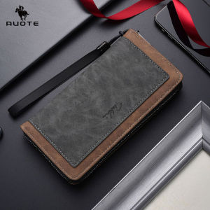 AUOTE Fashion Long Wallet Mens Soft PU Long Wallet Multi-Card Position Vintage PU Frosted Wallet Multi-Functional Wallet Large Capacity Purse ID Credit Cards Holders Coin Pouch PU Leather Coin Bag Business Wallets