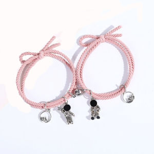 WPOT เครื่องประดับแฟชั่น ปรับได้ คนรัก ผู้ชาย นักบินอวกาศ ล้อแม็ก เชือกมือกัน สายรัดข้อมือแม่เหล็ก สร้อยข้อมือคู่ ของขวัญวันวาเลนไทน์