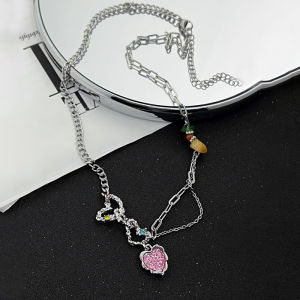 Ganten🍎Tidak Teratur Warna-warni Bunga Liontin Batu Alam Manik-manik Kalung Tulang Selangka COD