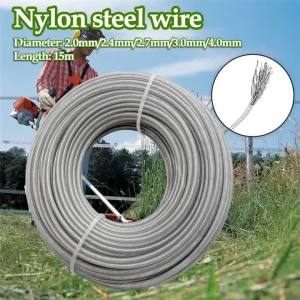 2026 2～4.0mm*15m~50m Steel Wire Grass Trimmer Line Round Brushcutter Trimmer Rope Brush Cutter Wires Rope Accessories