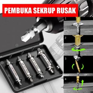 TITIK TIGA Alat Pembuka Baut Rusak - Speed Out Screw Extractor Mata Obeng Pembuka Baut Yang Rusak Mengatasi Sekrup Macet Sekrup Rusak