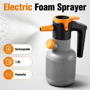 OEUVR Handheld Electric Foam Sprayer Rechargeable 1.5L Electric Spray Bottle Portable Ergonomic Snow Foam Sprinkler Car Cleaning