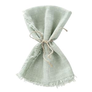 LINSBAYWU 6pcs 42x42cm Tassel Napkins Reusable Retro Style Fringed Napkins Fabric Serviette Sage Green Gauze Napkins Wedding Table