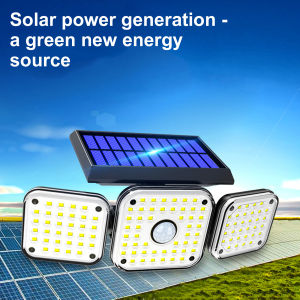 112 LED Solar Outdoor Flood Light with Motion Detection 3 Heads for Garden Yard Garage 6000K Bright White