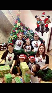 CHRISTMAS BLACK RAGLAN T-SHIRT AND PAJAMA TERNO/COTTON SPANDEX (KIDS TO ADULT SIZE) SOLD PER TERNO