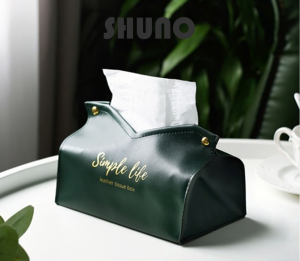 Shuno Nordic/Classic/PU Leather Bekas Kotak Tempat Letak Car Tissue Paper Box Tisu Holder Cover Dalam Kereta Case 纸巾盒
