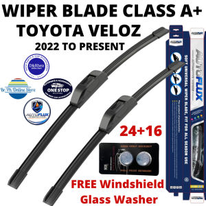AutoFlux Wiper Blade Class A+ Toyota Veloz 2022 to Present | FREE Windshield Glass Washer | 24+16