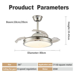 GREEN WIND Ceiling Fan light With Bluetooth Ceiling Fans with Light 36" Ceiling Fan With Colorful Light Ceiling Fan Lamp