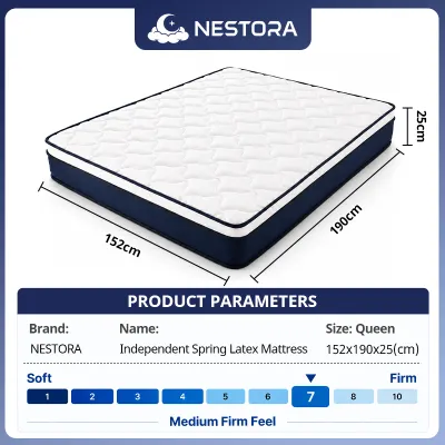NESTORA 10 Inch Cooling Firm Foam Pocket Spring Mattress Back Support & Memory Sponge Single Super Single Queen 床垫