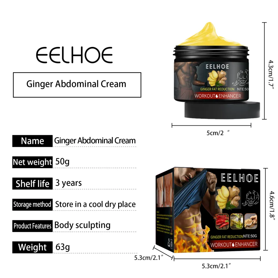 【Hot Sale】Eelhoe Ginger Abdominal Cream Powerful Weight Loss Muscle Essential Oil Fat Burning Tightening Belly Body Shaping Slimming Cream Sweat Enhancer Slimming Anti Cellulite Fat Burning Weight Loss Powerful Increase Tightening Muscle（50g）