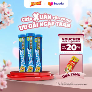 [COMBO 3 TUÝP X 20 VIÊN] Canxi hữu cơ Viên sủi Plusssz Calcium vị Đào chanh leo không đường