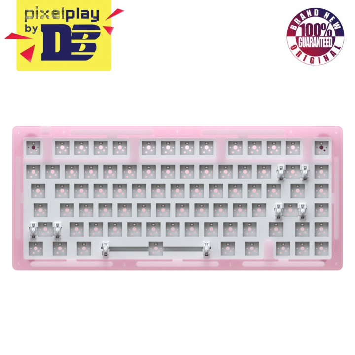 Akko ACR75 RGB Custom Mechanical Keyboard Hot-Swappable DIY Kit Socket Gasket Mount With 81-Key Layout Acrylic Case (Pink)