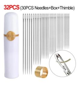 32Pcs Blind Needle Elderly Needle-side Hole Sewing Needles Stainless Steel Sewing Needless Threading Needles DIY Sewing Tools