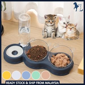 WaggyWaggy Pet Bowl 3 In 1 Food Water Bowl Feeder Cat Dog Bowl Mangkuk Kucing Makanan Premium