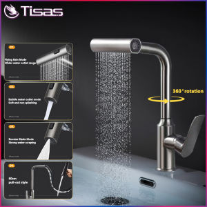 TISAS Rotatable Stainless Steel Sink Faucet with Three-Mode Water Spray and Dual Temperature Control