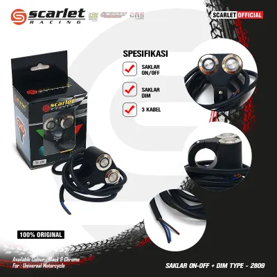 Scarlet Racing - Saklar switch motor universal 2809 black chrome 2 tombol blue red white