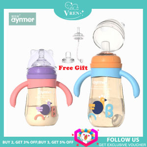 Aynmer Wide Mouth Baby PPSU Bottle 300ml Large-capacity Straw Cup Baby Leak-proof Anti-flatulence Drinking Cup
