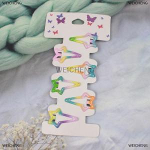 [COD] WEICHENG 6 12Pcs Girls Hair Accessories Colorful Hairpin Printed Paint Water Droplet BB Clip Cartoon Metal Children Hair Clip
