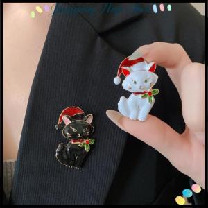 【Jumpping】 เข็มกลัดติดเสื้อรูปแมวสำหรับผู้หญิงลายสัตว์แนววินเทจเครื่องประดับสำหรับเทศกาลคริสต์มาส