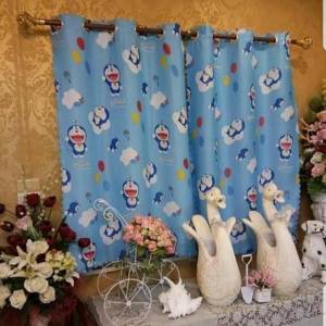 ผ้าม่านโดราเอม่อน ม่านหน้าต่างโดเรม่อน ม่านกันแสงยูวี ขนาด 1 ผืนกว้าง 100 cm ยาว 135 cm.(ราคาต่อผืน) ขายแต่ม่านไม่มีราว หน้าต่าง 2 บานใช้ 2 ผืน