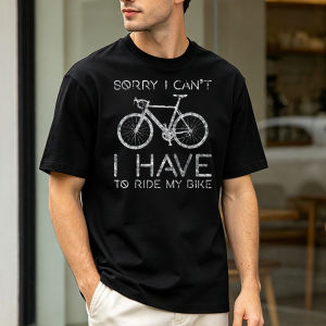 Distressed Road Bicycle Print T Shirt Men Sorry I Can’t Ride My Bike Slogan Road Cycling Sports Casual Streetwear Tops