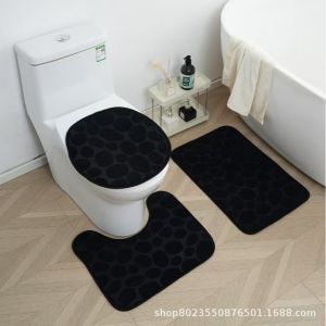Floor Mat Cover Quickly Absorbs Moisture Gray Polka Dot Toilet Seat Keep Warm Dryness Comfort Family