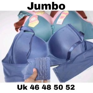3 pcs Teli Bra jumbo bh bigsize ukuran 46 48 50 52 bh busa kait 4 tanpa kawat cup c-d  d berpori bintik