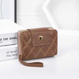 WENKEN #8802 FASHION MINI QUILTED WALLET WITH COIN PURSE AND CARD HOLDER WITH SNAP CLOSURE AND WRISTLET STRAP FOR WOMEN