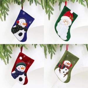 SIRENXI 4PCS/SET 3D Tất Giáng Sinh Dễ thương Ông già Noel Túi quà Giáng sinh Sáng tạo Treo Tất trang trí Giáng sinh Trang chủ