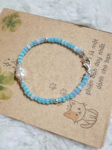 Vòng tay thủy tinh pastel phối ngọc trai baroque handmade – phong cách Hàn quà tặng xinh xắn