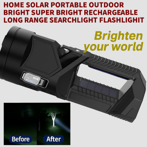 Solar Foldable Strong Light Flashlight Outdoor Long Range Flashlight Super Bright Rechargeable Outdoor Lighting Products