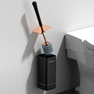 YUWI Household Deep Cleaning Toilet Brush and Holder Silicone Toilet Brush Set with Ergonomic Long Handle Premium Quality Nordic Design Amazing Gift Idea For Any Occasion