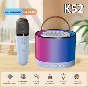 Loa karaoke K52 Kết Nối Bluetooth Kèm Micro Loa Mini Thiết Kế Hiện Đại Mic Hút Âm