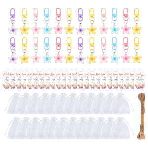 Car Keychain Lovely Flowers Keychain Gift Set Floral Keyring with Cards Bag Charm Handbag Charm Party Supplies